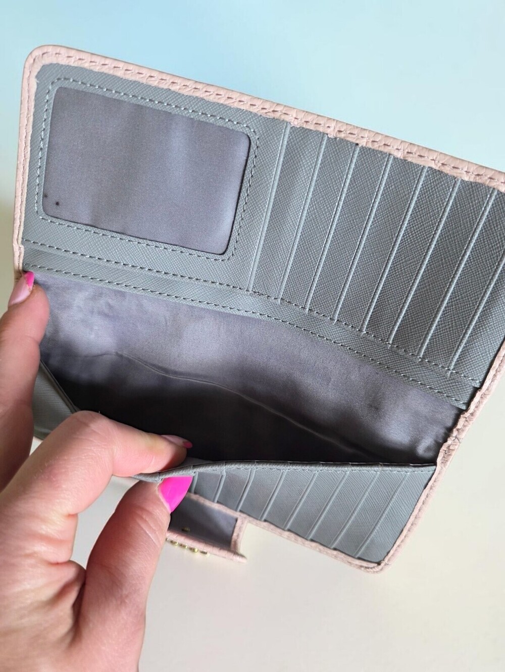 Fossil Dusty Rose Bifold Organizer Pebbled Leather Wallet Card Holder Wallet - Picture 6 of 13